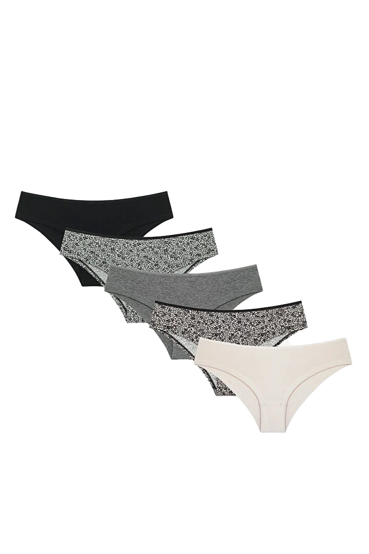 5'li Ekonomik Paket İzbırakmaz Bej My Size One Size Brazilian Külot